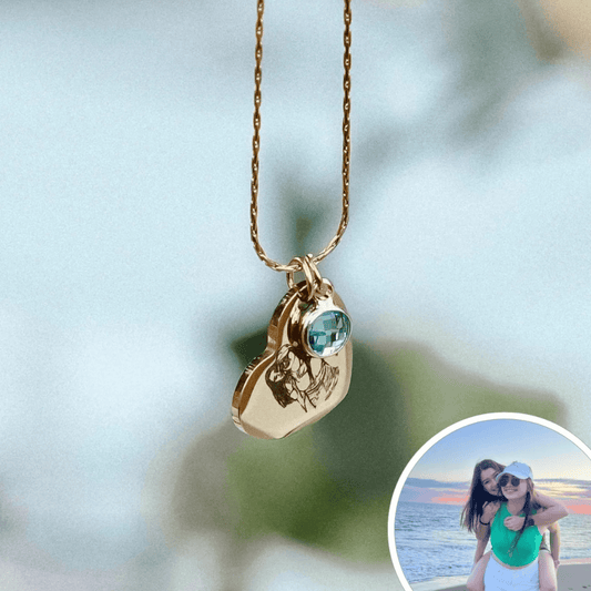 COLLAR DE CORAZON CON RETRATO PERSONALIZADO Y CRISTAL