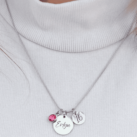 COLLAR PERSONALIZADO CON CRISTAL DE CUMPLEAÑOS