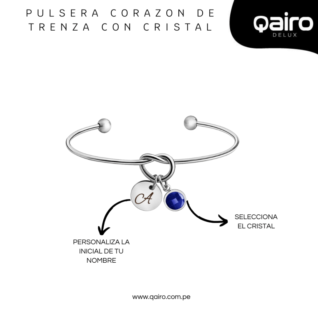 PULSERA CORAZON DE TRENZA CON CRISTAL