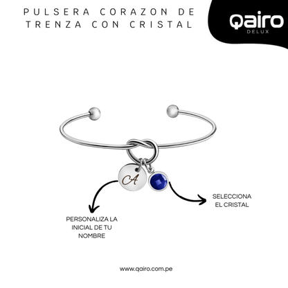 PULSERA CORAZON DE TRENZA CON CRISTAL
