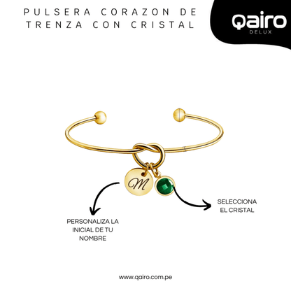 PULSERA CORAZON DE TRENZA CON CRISTAL