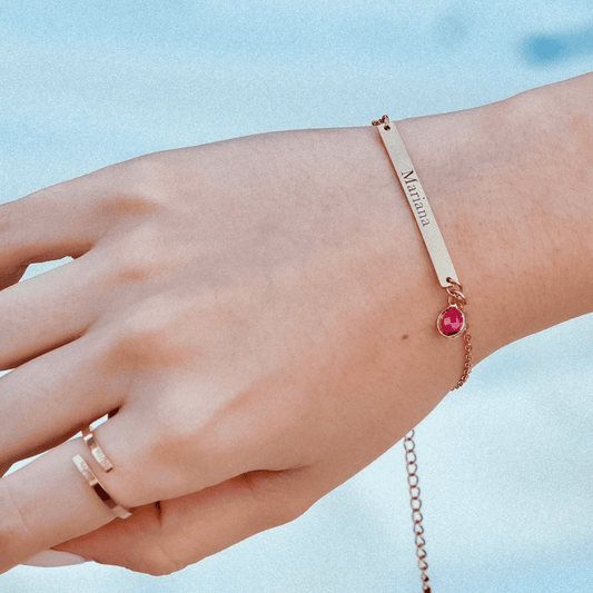 PULSERA PERSONALIZADA CON NOMBRE Y GEMA