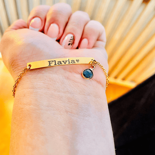 PULSERA PERSONALIZADA CON NOMBRE Y GEMA