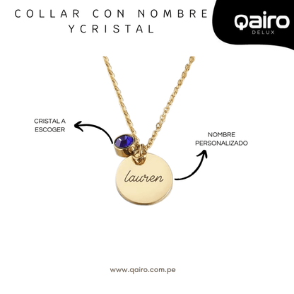 COLLAR CON NOMBRE Y CRISTAL PERSONALIZADO