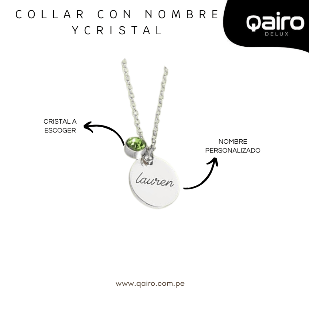 COLLAR CON NOMBRE Y CRISTAL PERSONALIZADO