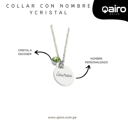 COLLAR CON NOMBRE Y CRISTAL PERSONALIZADO