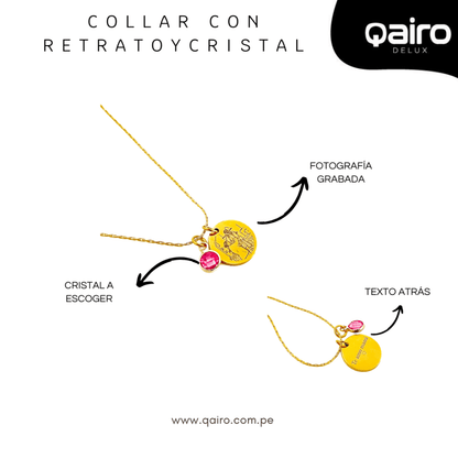 COLLAR CON RETRATO Y CRISTAL PERSONALIZADO