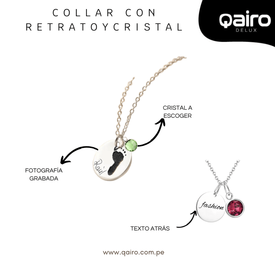 COLLAR CON RETRATO Y CRISTAL PERSONALIZADO