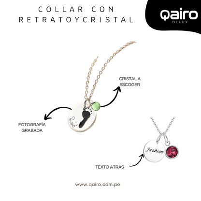 COLLAR CON RETRATO Y CRISTAL PERSONALIZADO