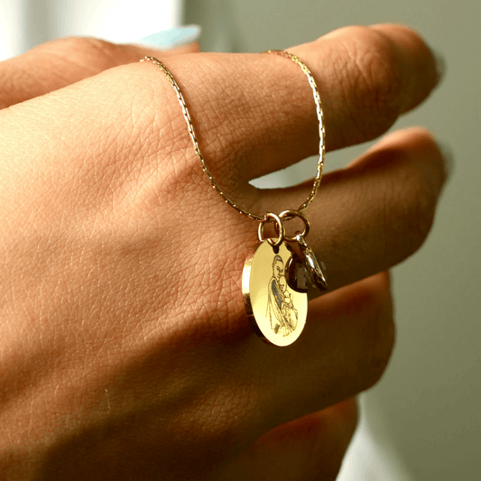 COLLAR CON RETRATO Y CRISTAL PERSONALIZADO