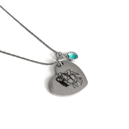 COLLAR DE CORAZON CON RETRATO PERSONALIZADO Y CRISTAL