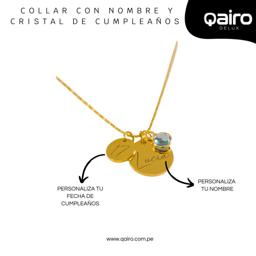 COLLAR PERSONALIZADO CON CRISTAL DE CUMPLEAÑOS