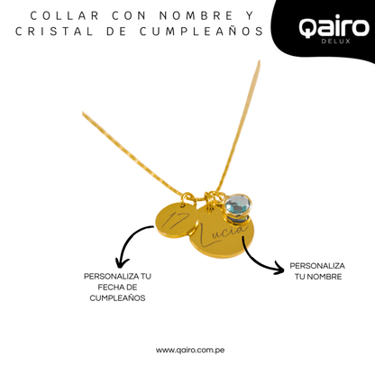 COLLAR PERSONALIZADO CON CRISTAL DE CUMPLEAÑOS