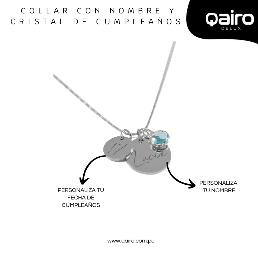 COLLAR PERSONALIZADO CON CRISTAL DE CUMPLEAÑOS