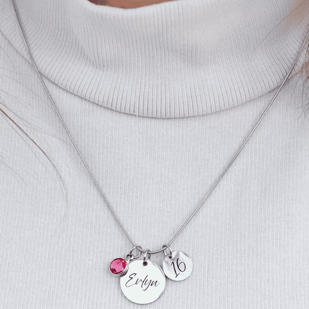 COLLAR PERSONALIZADO CON CRISTAL DE CUMPLEAÑOS