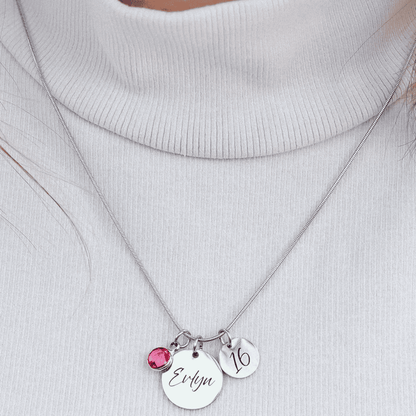 COLLAR PERSONALIZADO CON CRISTAL DE CUMPLEAÑOS