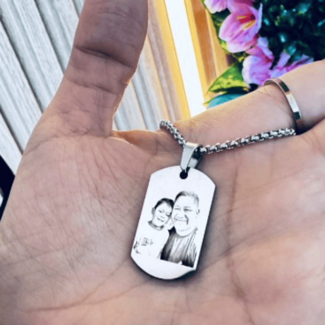COLLAR PLACA VARON PERSONALIZADO CON RETRATO