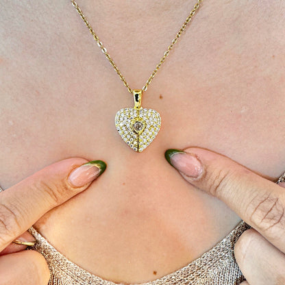 COLLAR DE CORAZON BRILLANTE CON RETRATO PERSONALIZADO