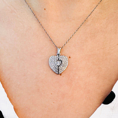 COLLAR DE CORAZON BRILLANTE CON RETRATO PERSONALIZADO