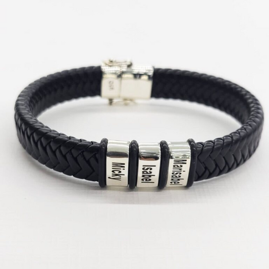 PULSERA PERSONALIZADA PREMIUM DE CUERO 1 A 3 PLACAS