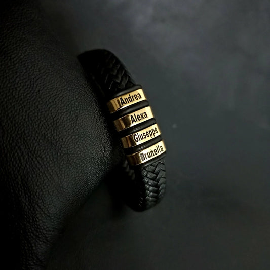 PULSERA PERSONALIZADA PREMIUM DE CUERO 1 A 3 PLACAS