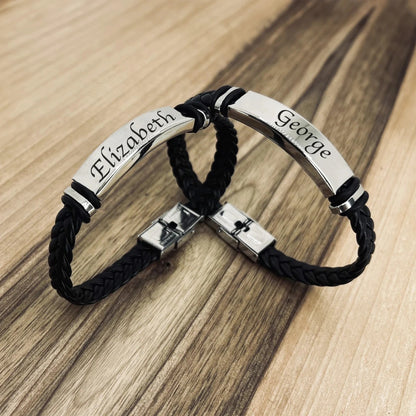 PULSERA PERSONALIZADA DE CUERO CON NOMBRE