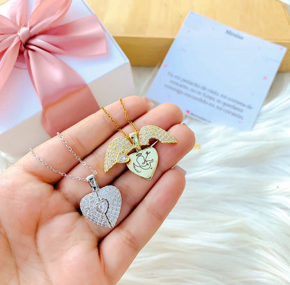 COLLAR DE CORAZON BRILLANTE CON RETRATO PERSONALIZADO